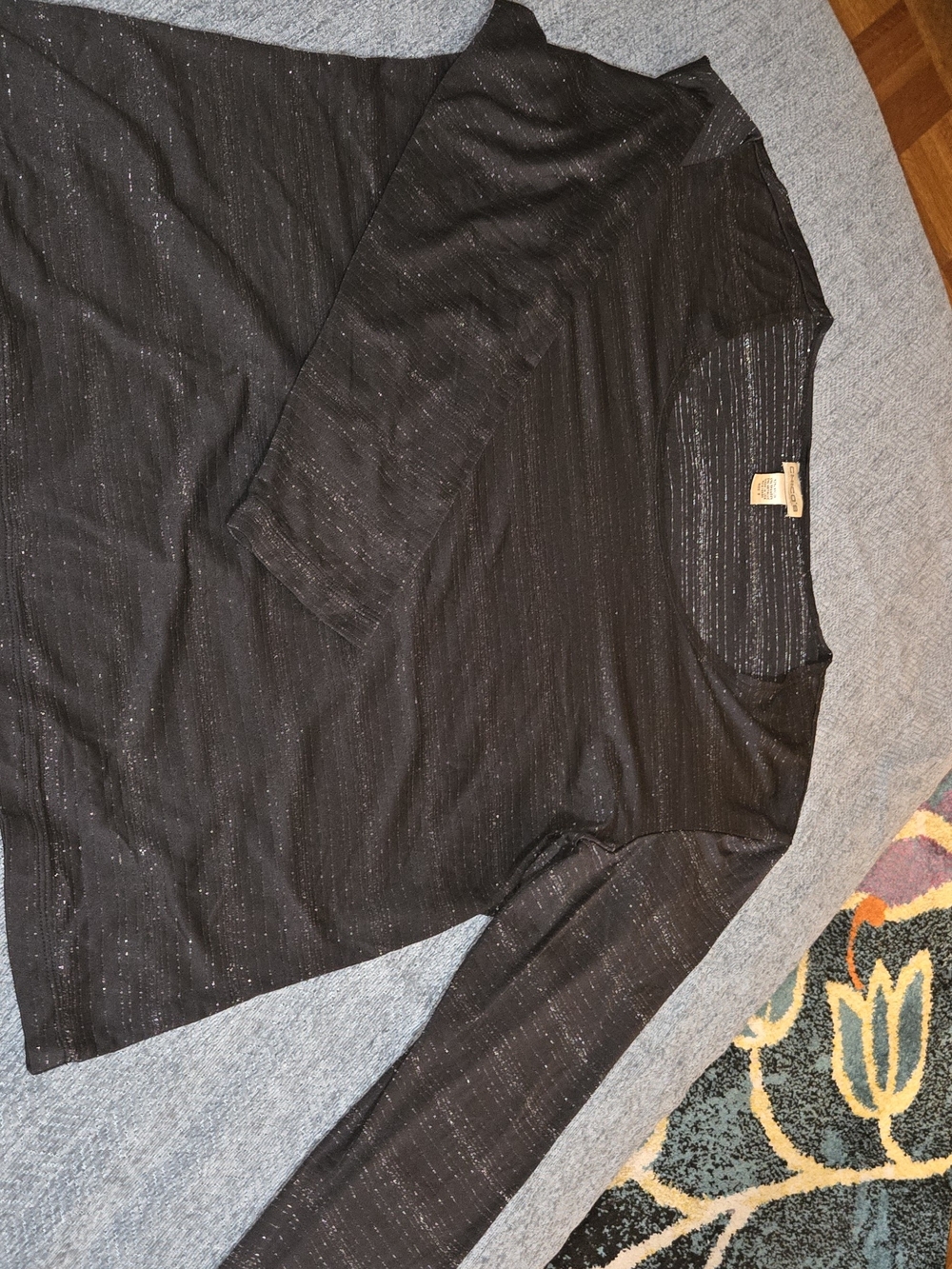 Chico's Black Long Sleeve Top with Metallic Sheen